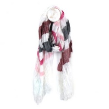 Fine White Scarf with Pink & Grey Stripes by Peace of Mind